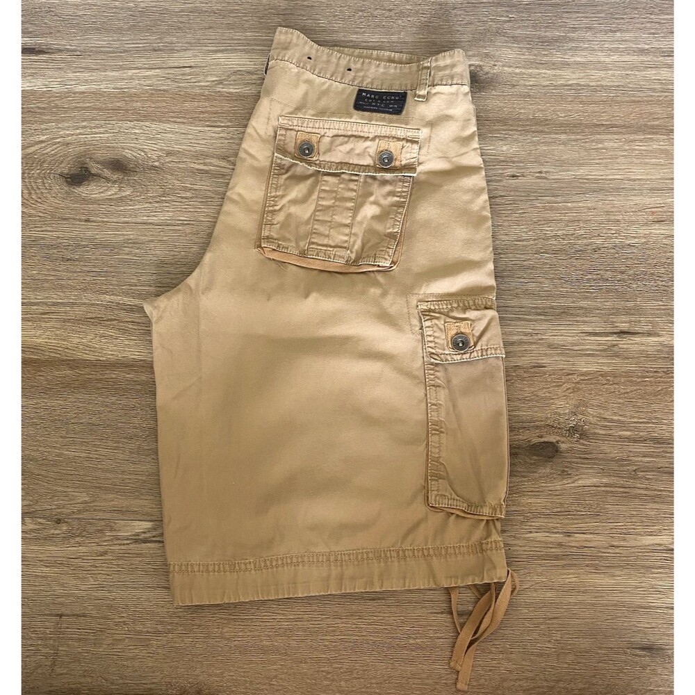 Vtg Marc Ecko Men's Cargo Shorts Cut & Sew Tan Khaki Utility Baggy Y2K Size 32